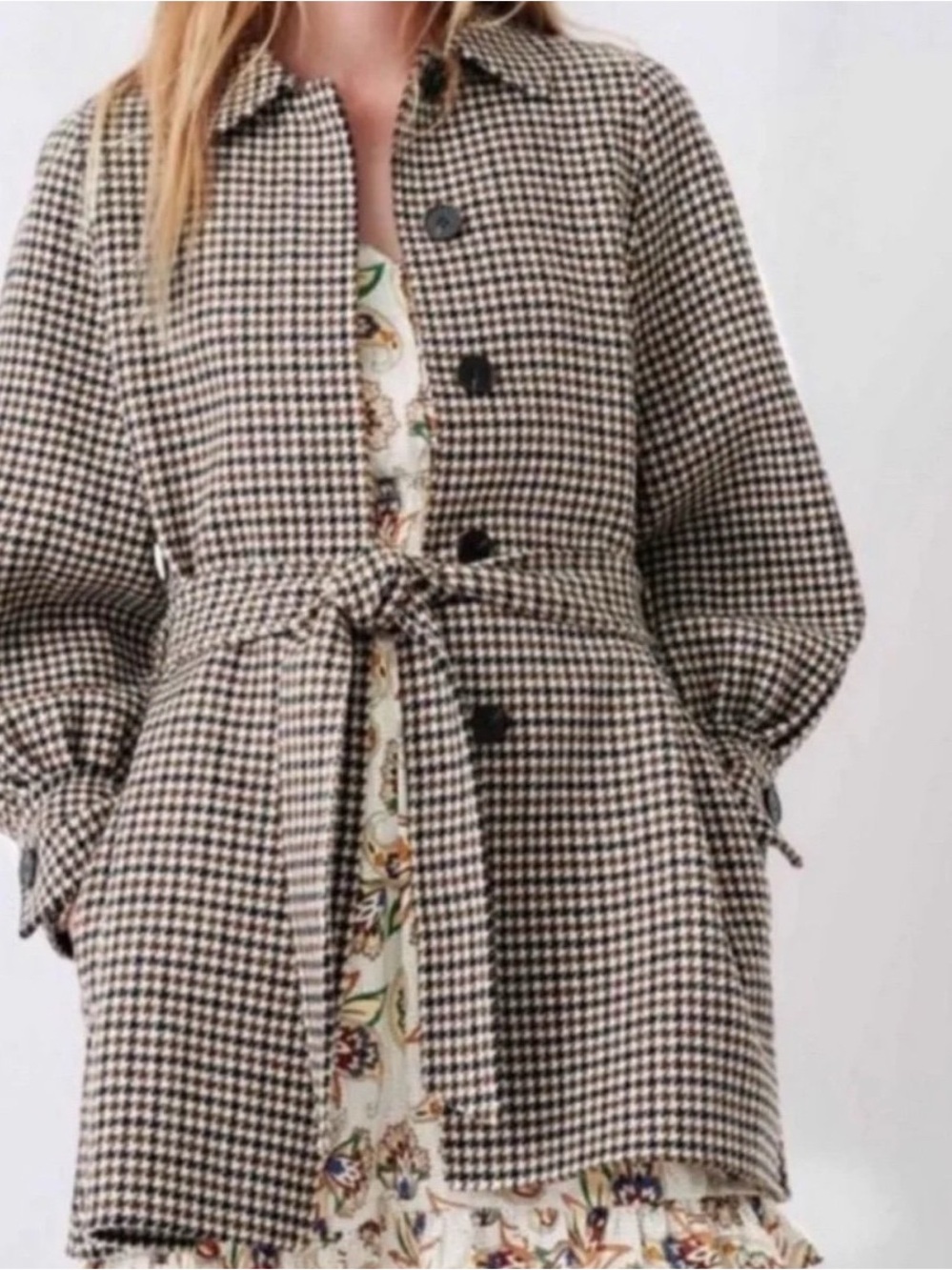 NWOT Maje Galico Houndstooth Belted Coat